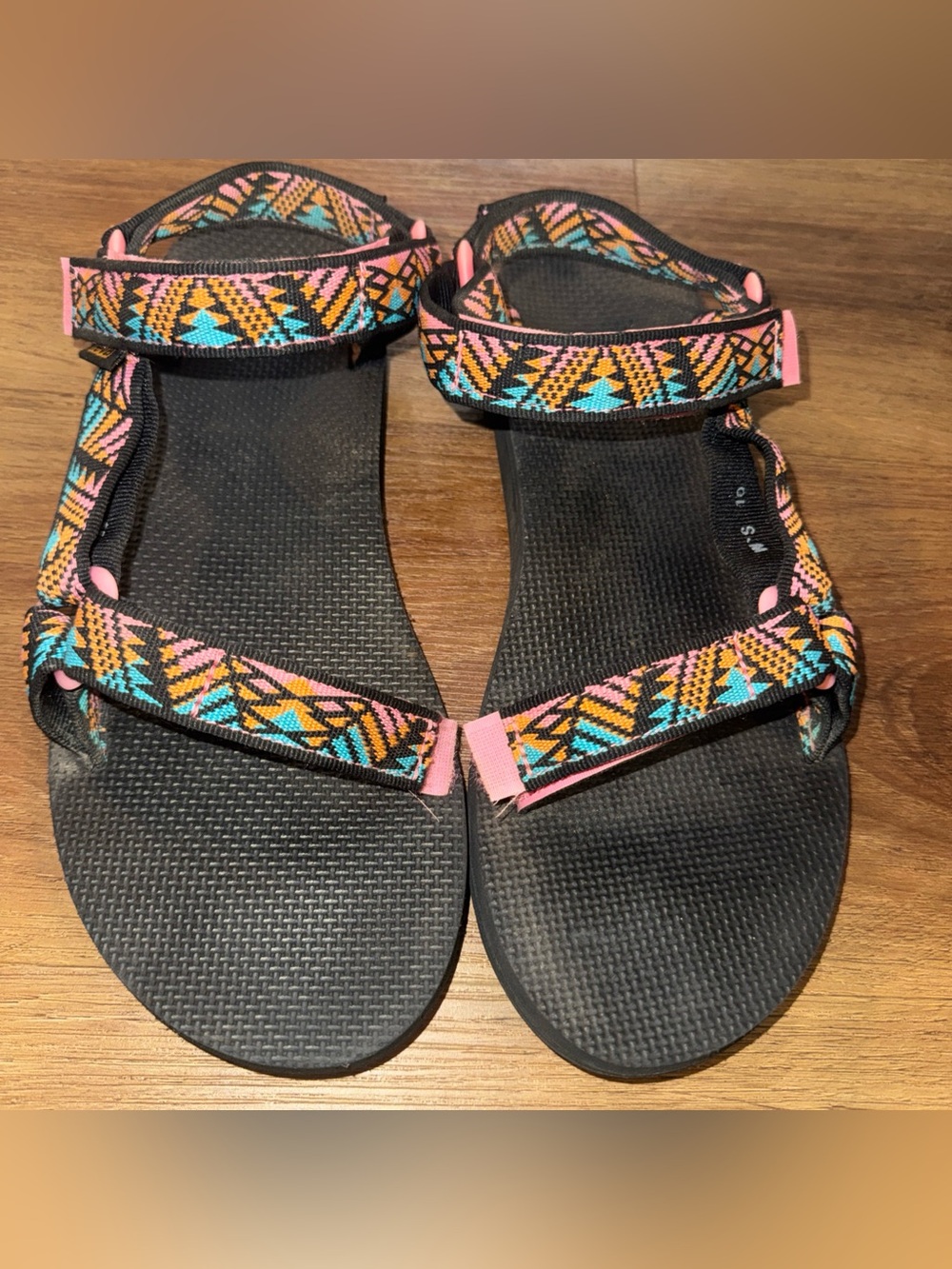 Teva Sandals Women Size 10 Original Universal Flip Flops  Pink Black Aztec